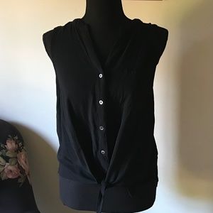 Black Front Tie Blouse SZ Small